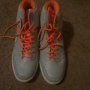 Size 10 gray and highlighter color wedge Nike sneakers